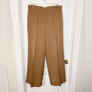 Doncaster LINEN Blend Wide Leg Pleated Front Pants Tan Size 12